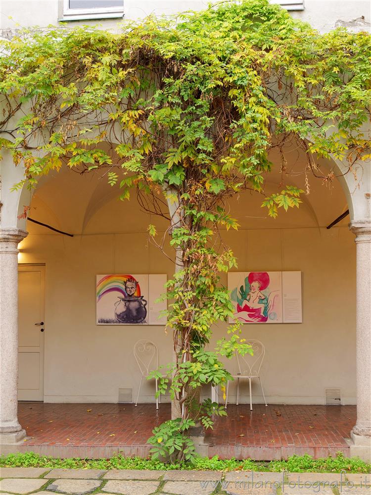 Milano - Colonna in uno dei  Chiostri dell'Umanitaria